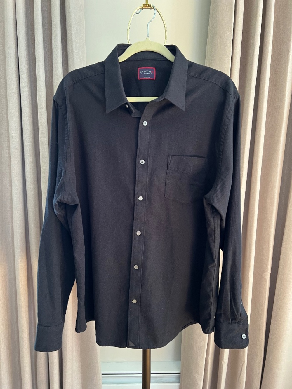 UNTUCKit Mens Button Down Shirt XL Black Sherwood Flannel